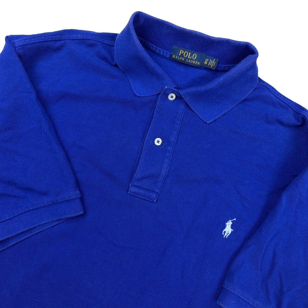 Polo Ralph Lauren Polo Shirt Men Large Tall Royal Blue Mesh Knit Pony Solid